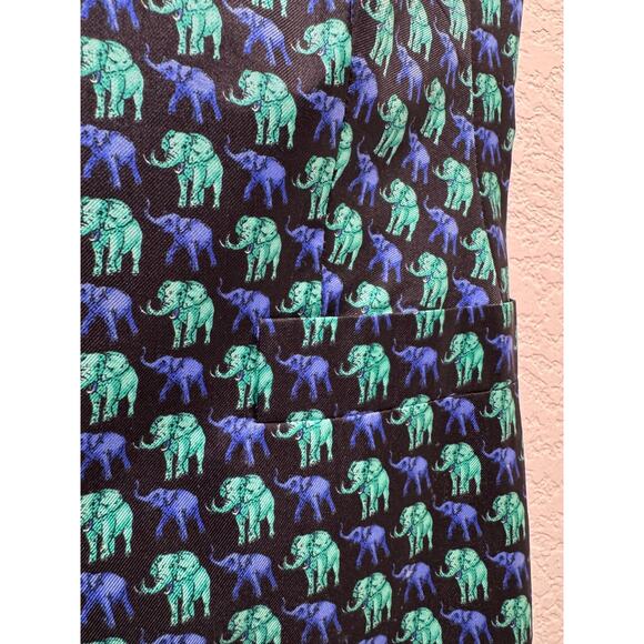 Vintage 80s Escada Womens Vest Silk Size 34 Elephant Print Margaretha Blue Black - Picture 3 of 13